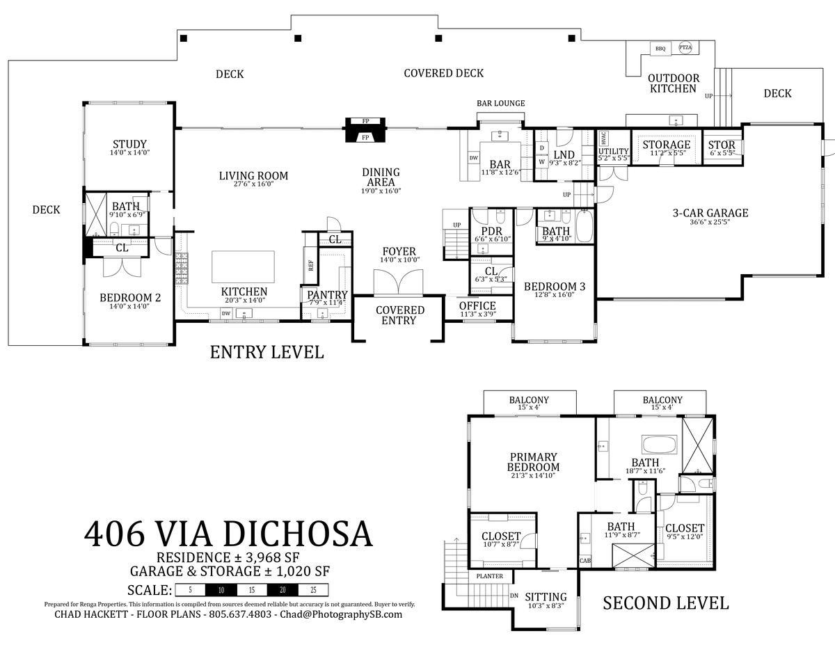 406 Via Dichosa floor plan, entry level and second level